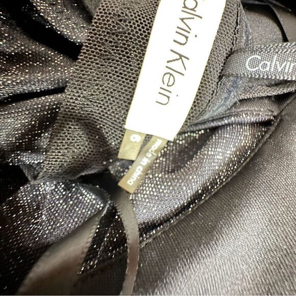 Calvin Klein Black Silver Metallic Strapless Cocktail Maxi Dress | Size 6 - Picture 9 of 14